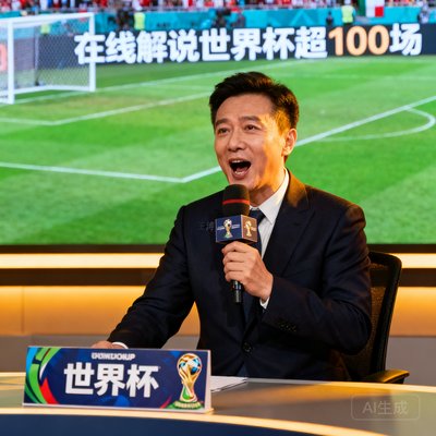 知名解说员王涛，声音辨识度高，在线解说世界杯超100场